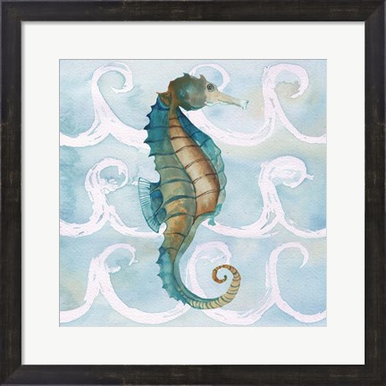 Framed Sea Creatures on Waves II Print