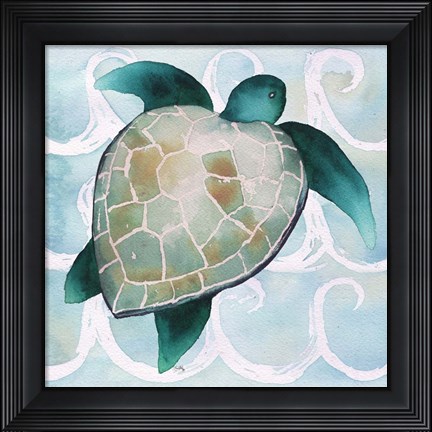 Framed Sea Creatures on Waves III Print