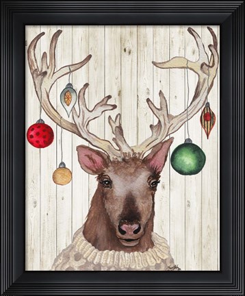 Framed Christmas Reindeer II Print