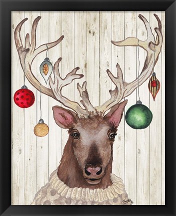 Framed Christmas Reindeer II Print