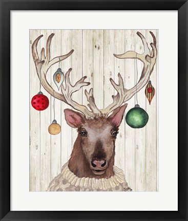 Framed Christmas Reindeer II Print