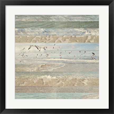 Framed Flying Beach Birds I Print