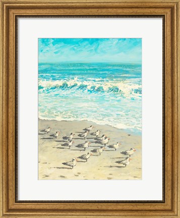 Framed Sandpiper Beach Party Print