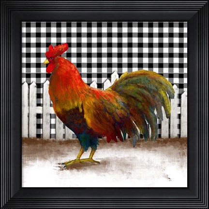 Framed Morning Rooster II Print