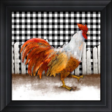 Framed Morning Rooster I Print