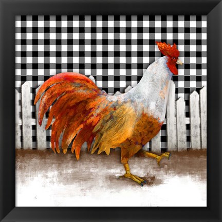 Framed Morning Rooster I Print