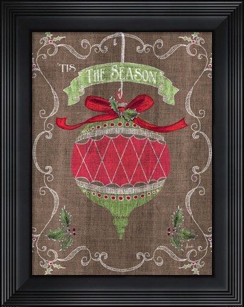 Framed Noel Burlap Art I Print