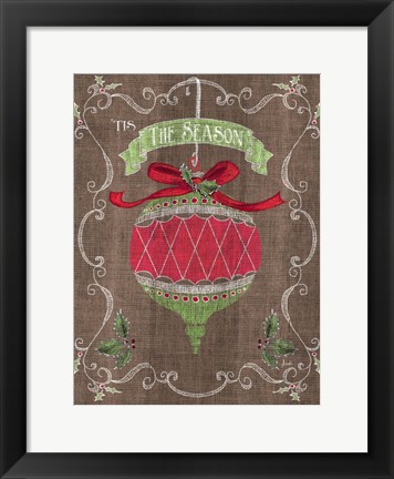 Framed Noel Burlap Art I Print