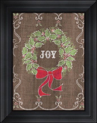 Framed Noel Burlap Art III Print