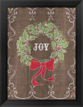 Framed Noel Burlap Art III Print