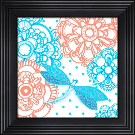 Framed Mandala Dragonfly Square Print