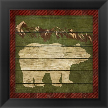 Framed Rustic Nature on Plaid I Print