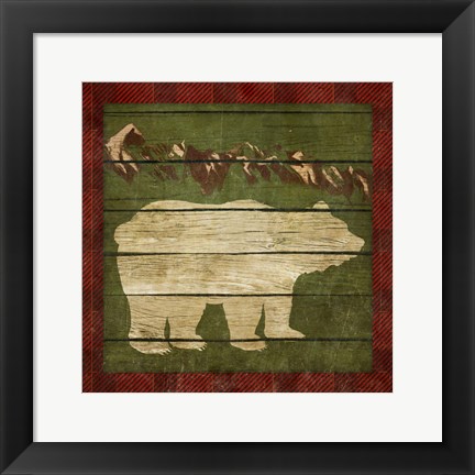 Framed Rustic Nature on Plaid I Print