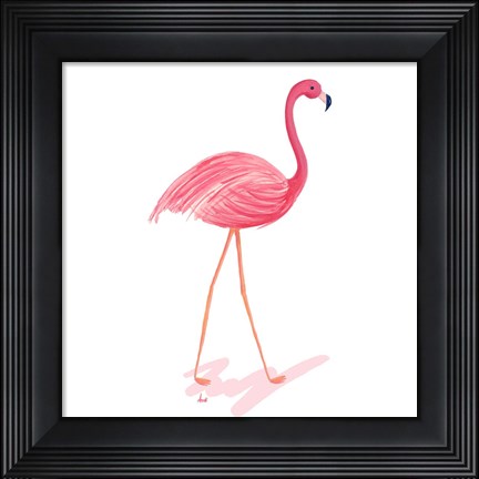 Framed Flamingo Walk III Print