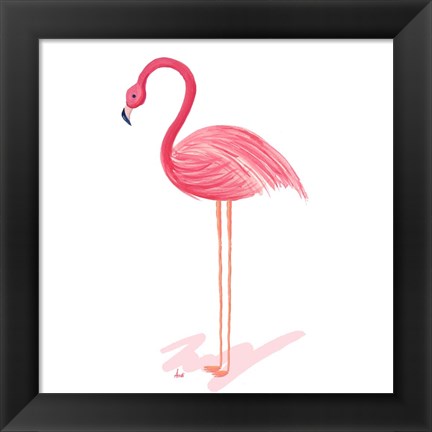 Framed Flamingo Walk IV Print