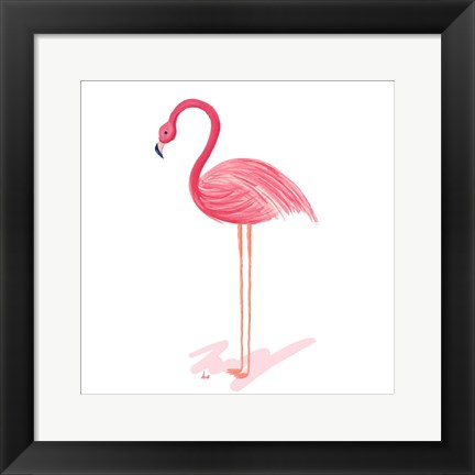 Framed Flamingo Walk IV Print