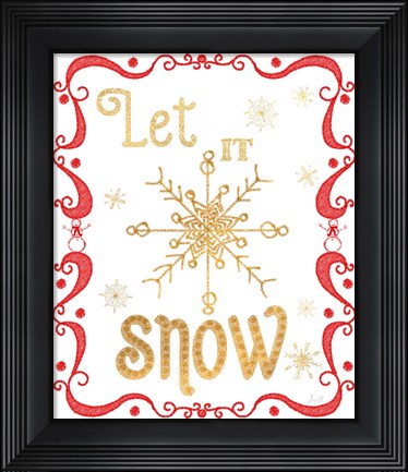 Framed Gold and Red Christmas I Print
