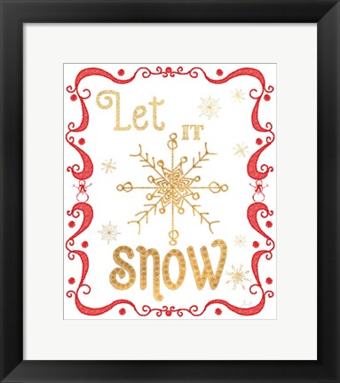 Framed Gold and Red Christmas I Print
