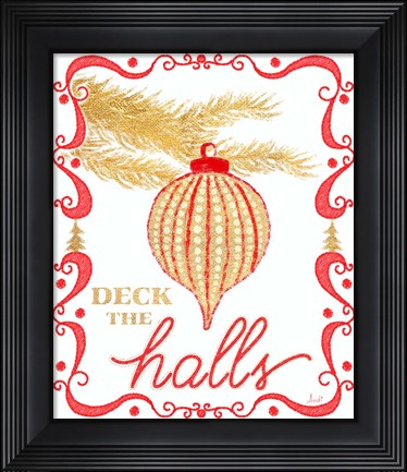 Framed Gold and Red Christmas II Print