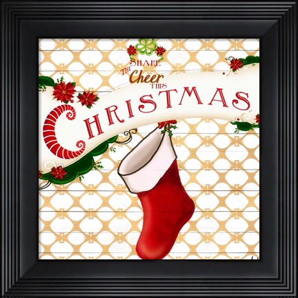 Framed Gold Christmas Cheer I Print