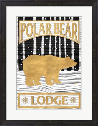 Framed Winter Lodge Sign I Print