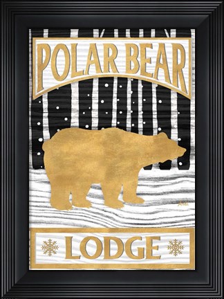 Framed Winter Lodge Sign I Print