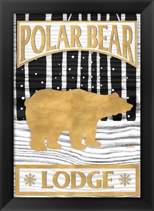 Framed Winter Lodge Sign I Print