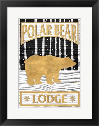 Framed Winter Lodge Sign I Print