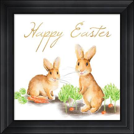 Framed Happy Easter Spring Bunny I Print