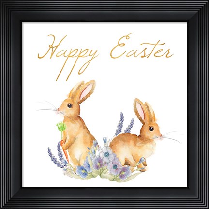 Framed Happy Easter Spring Bunny II Print