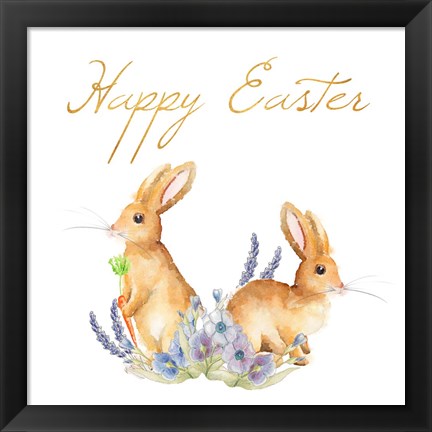 Framed Happy Easter Spring Bunny II Print