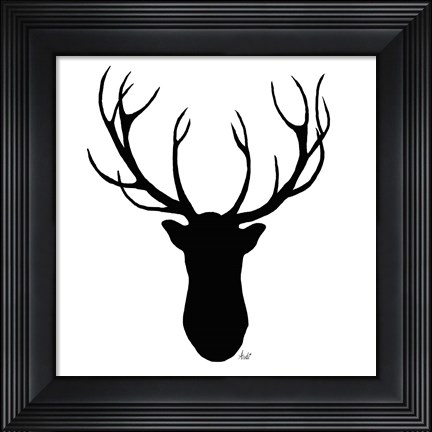 Framed Deer Head Silhouette Print