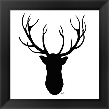 Framed Deer Head Silhouette Print