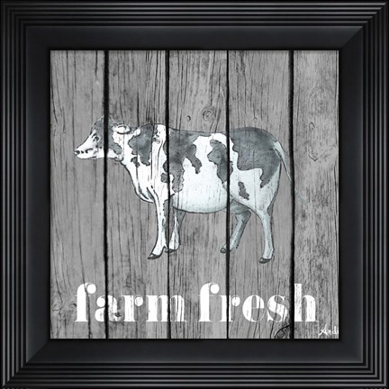 Framed Wood Farm Grey I Print