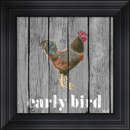 Framed Early Bird Rooster Print