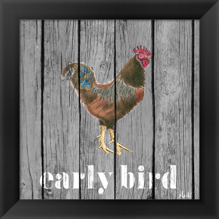 Framed Early Bird Rooster Print