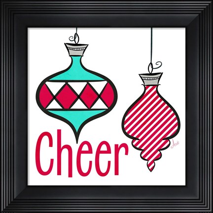 Framed Joyful Christmas Ornaments I Print