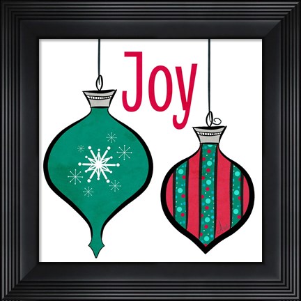 Framed Joyful Christmas Ornaments II Print