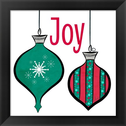 Framed Joyful Christmas Ornaments II Print