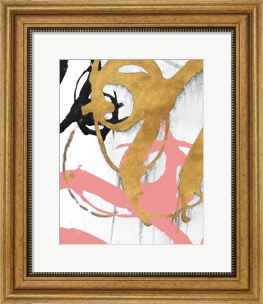 Framed Rose Gold Strokes I Print