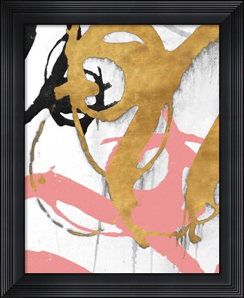 Framed Rose Gold Strokes I Print