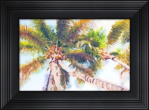 Framed Sideway Watercolor Palms II Print