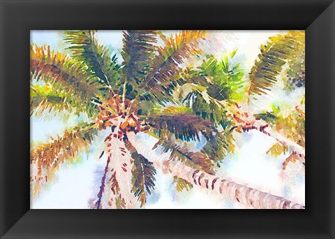 Framed Sideway Watercolor Palms II Print