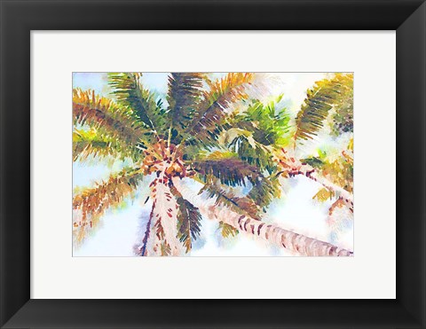 Framed Sideway Watercolor Palms II Print