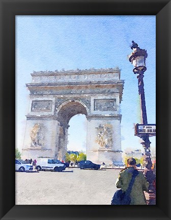 Framed Watercolor Streets of Paris I Print