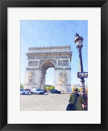 Framed Watercolor Streets of Paris I Print