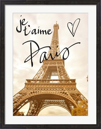 Framed Je t&#39;aime Paris Print