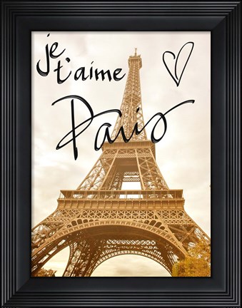 Framed Je t&#39;aime Paris Print