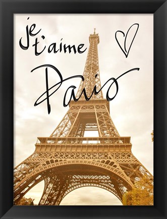 Framed Je t&#39;aime Paris Print