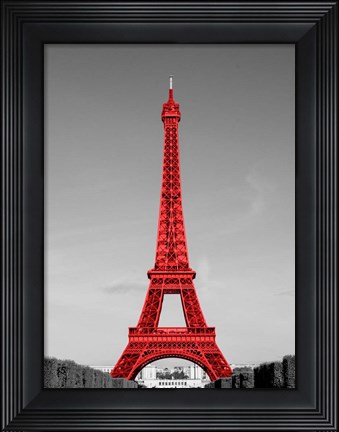 Framed Eiffel Tower in Red Print
